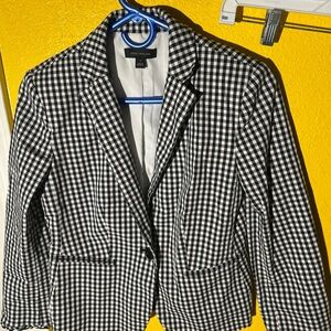 Ann Taylor Black and White Gingham Blazer